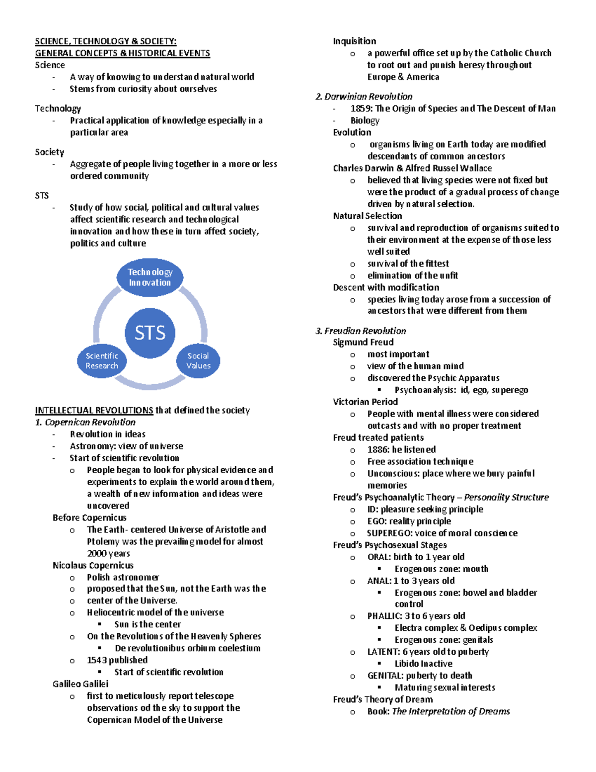 SCI 101: Science, Technology, and Society - Key Concepts and Historical ...