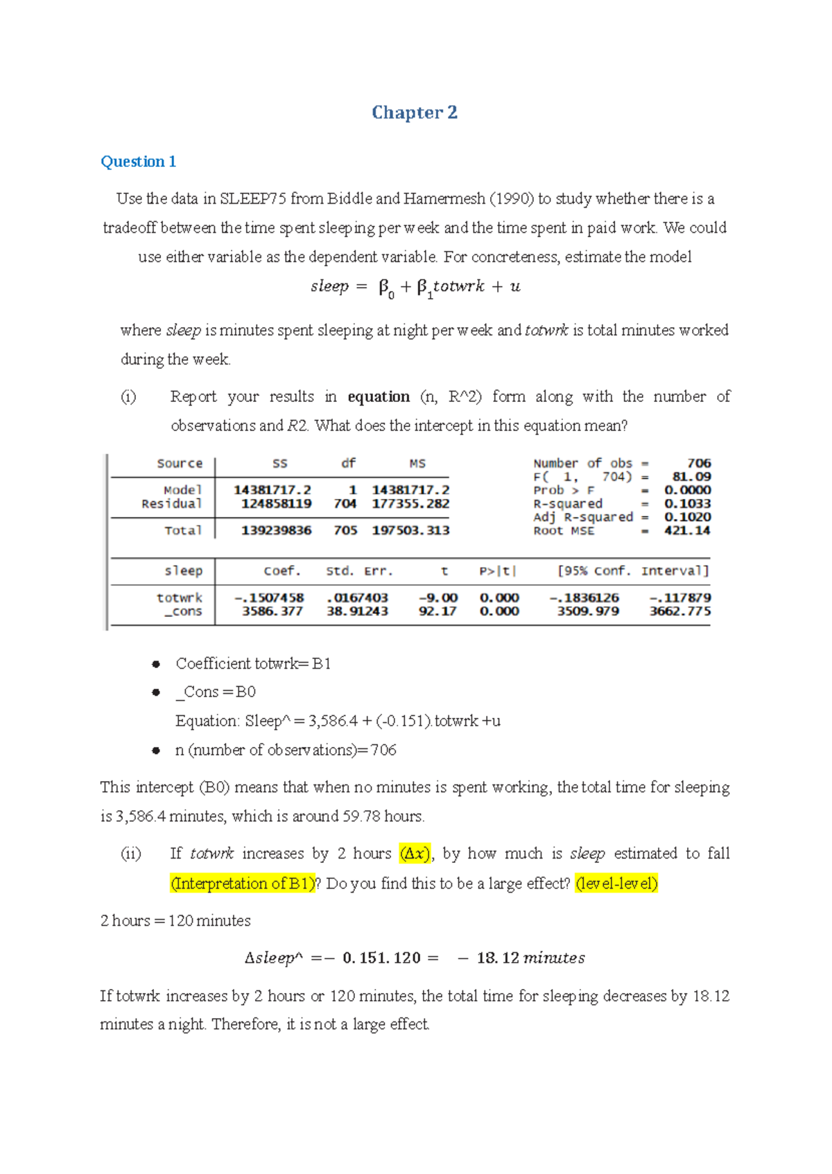 Tutorial-2 Chapter-2 Analysis: Sleep vs. Work and Wage vs. IQ - Studocu