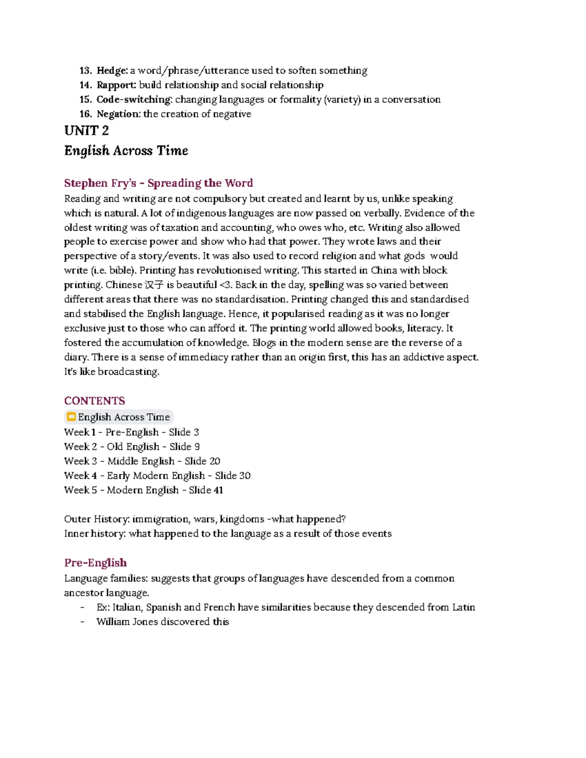 ELA U1 AOS1 - Metalanguage and examples - F ...
