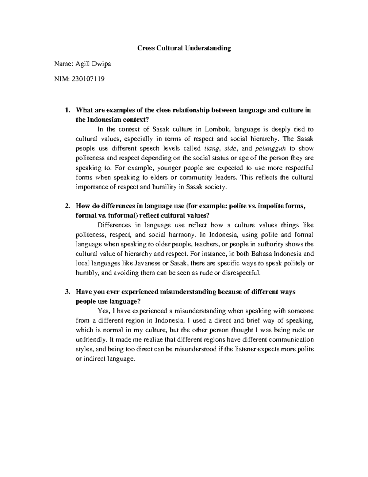 CCU - Cross Cultural Understanding in Indonesian Language and Society ...
