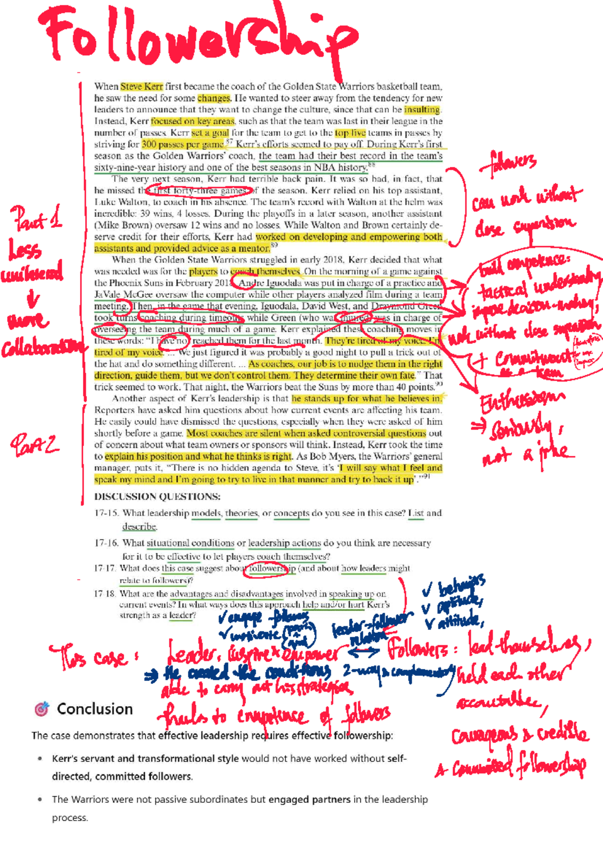 Leadership and Followership: Building Competence in Teams - Studocu