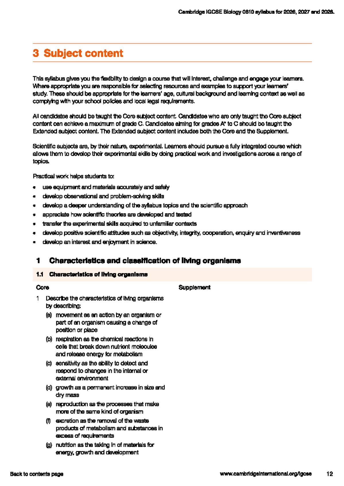 Cambridge IGCSE Biology 0610 Syllabus Overview for 2026-2028 - Studocu
