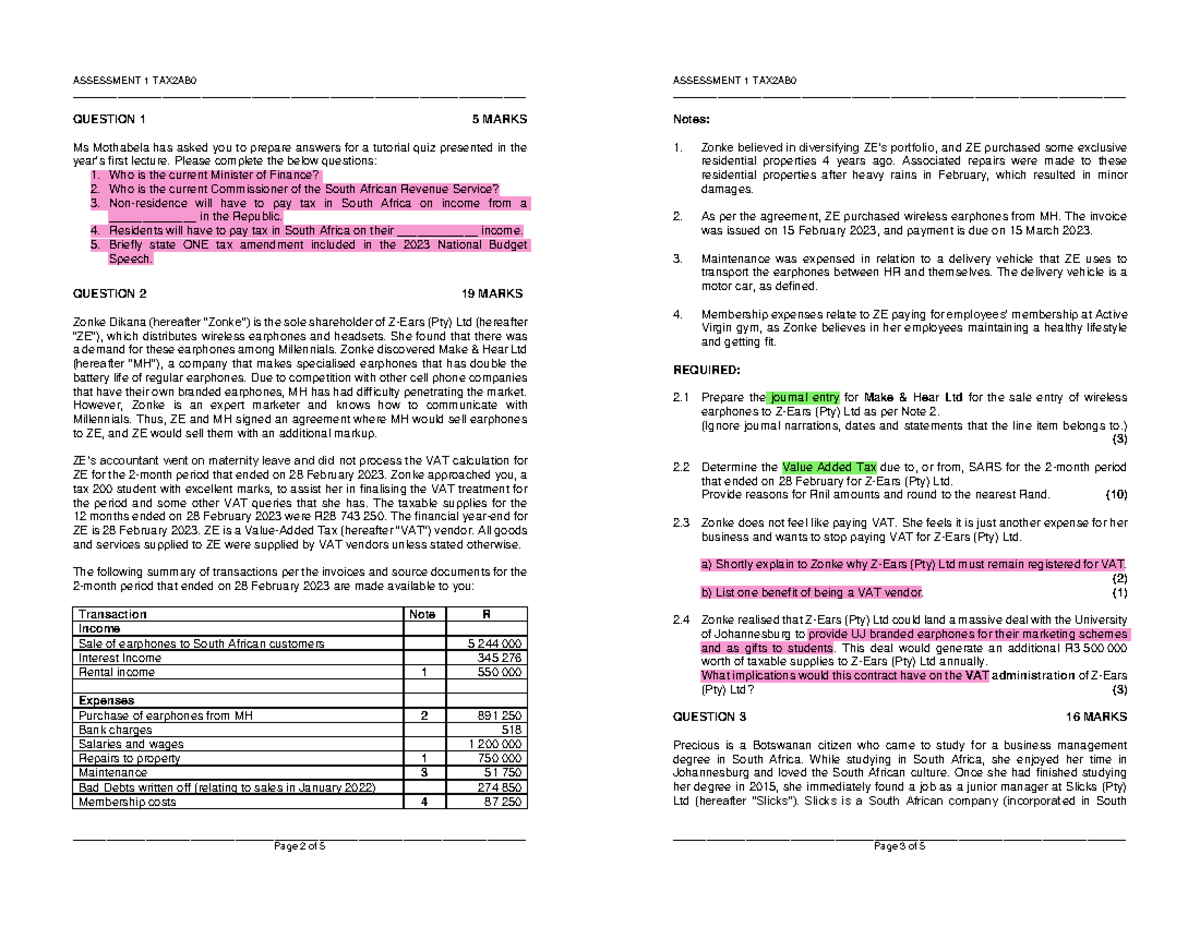 Tax tut question - Comprehensive study materials for tax law exams ...