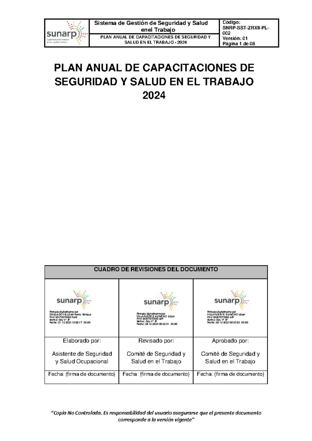 Plan Anual de Capacitaciones en Seguridad y Salud 2024 - FAU 2024 - Studocu