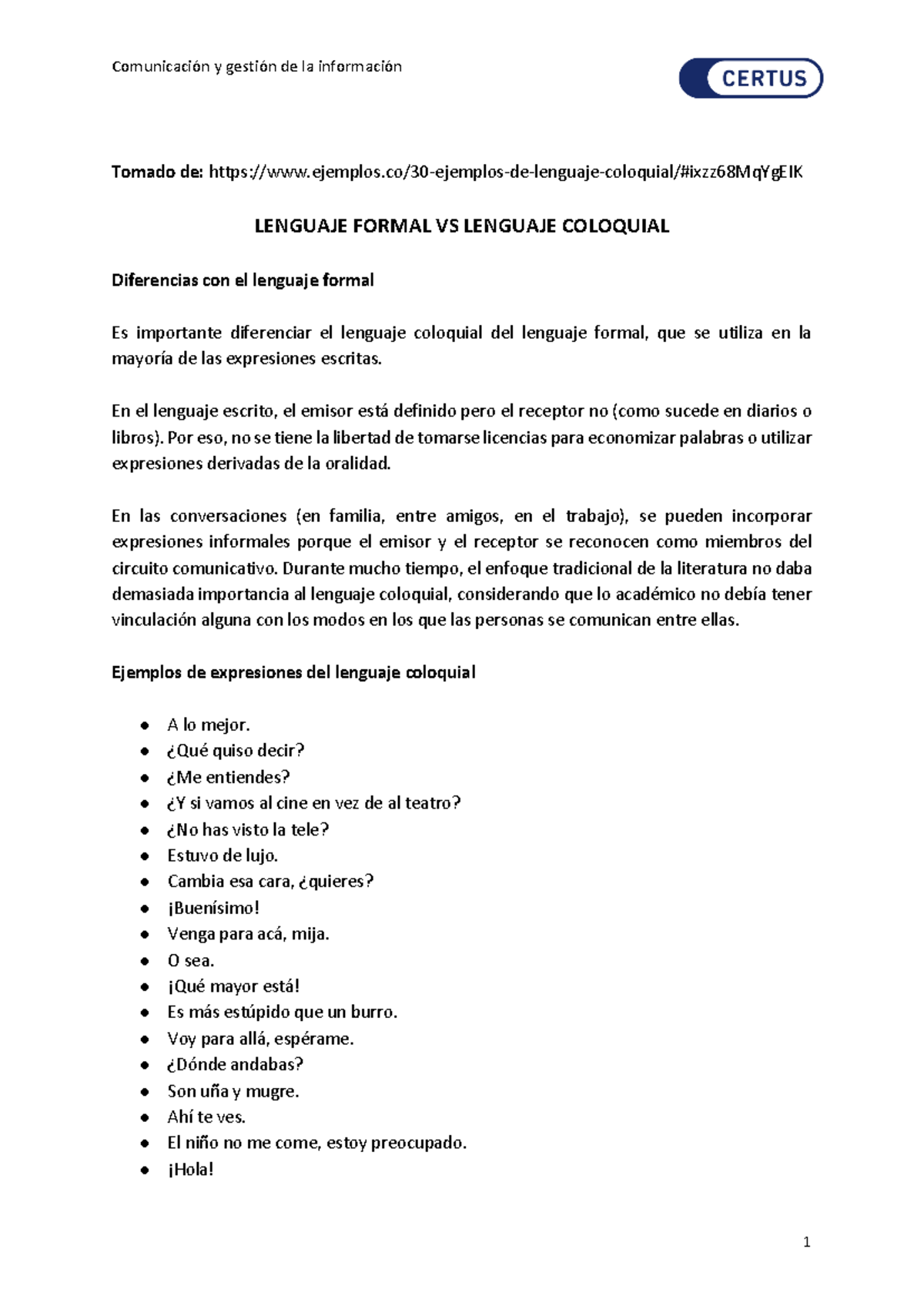 Fichas De Trabajo De Lenguaje Formal E Informal Guía Santillana.