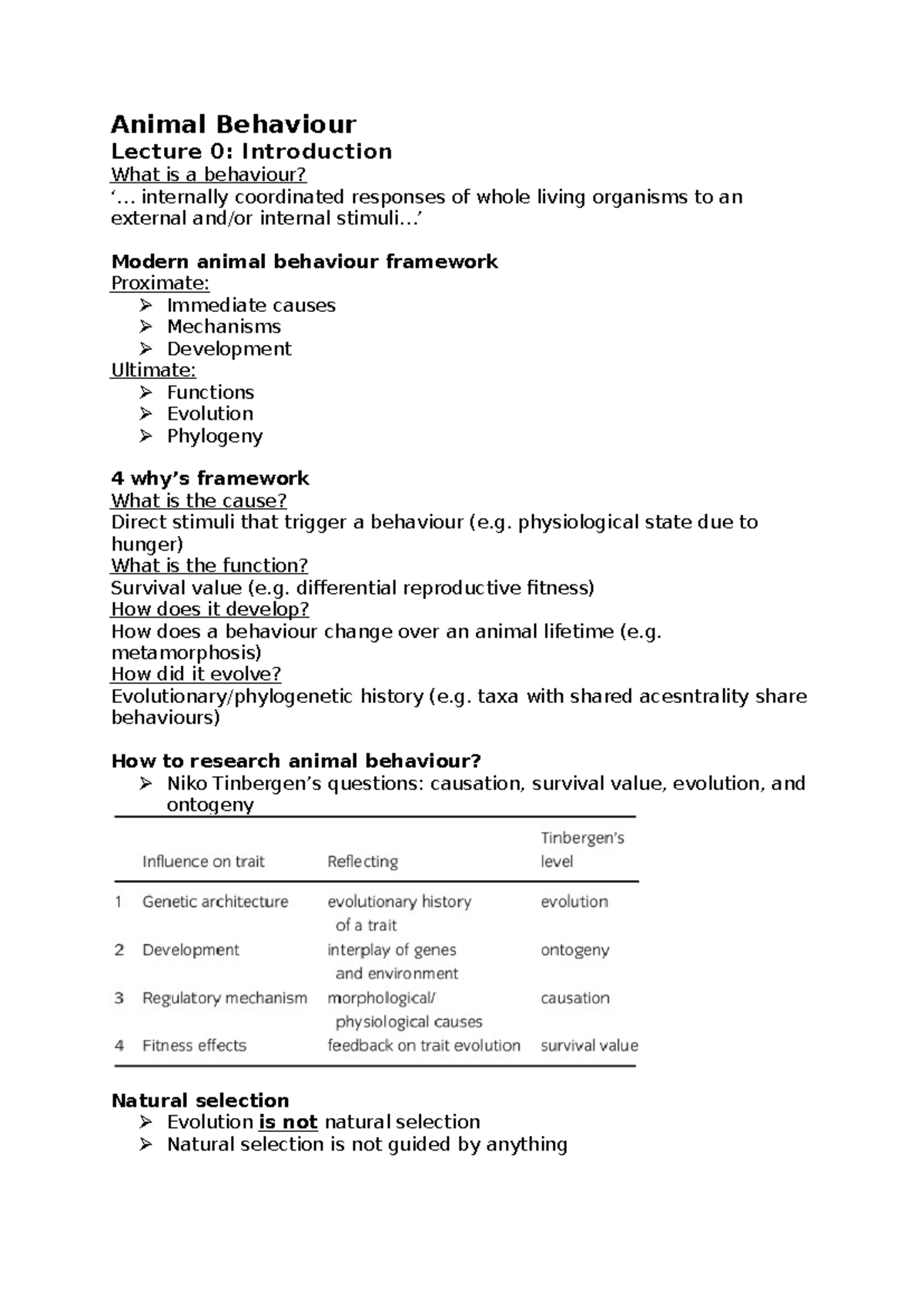 BHE51303 Animal Behaviour Lecture Notes and Key Concepts - Studeersnel
