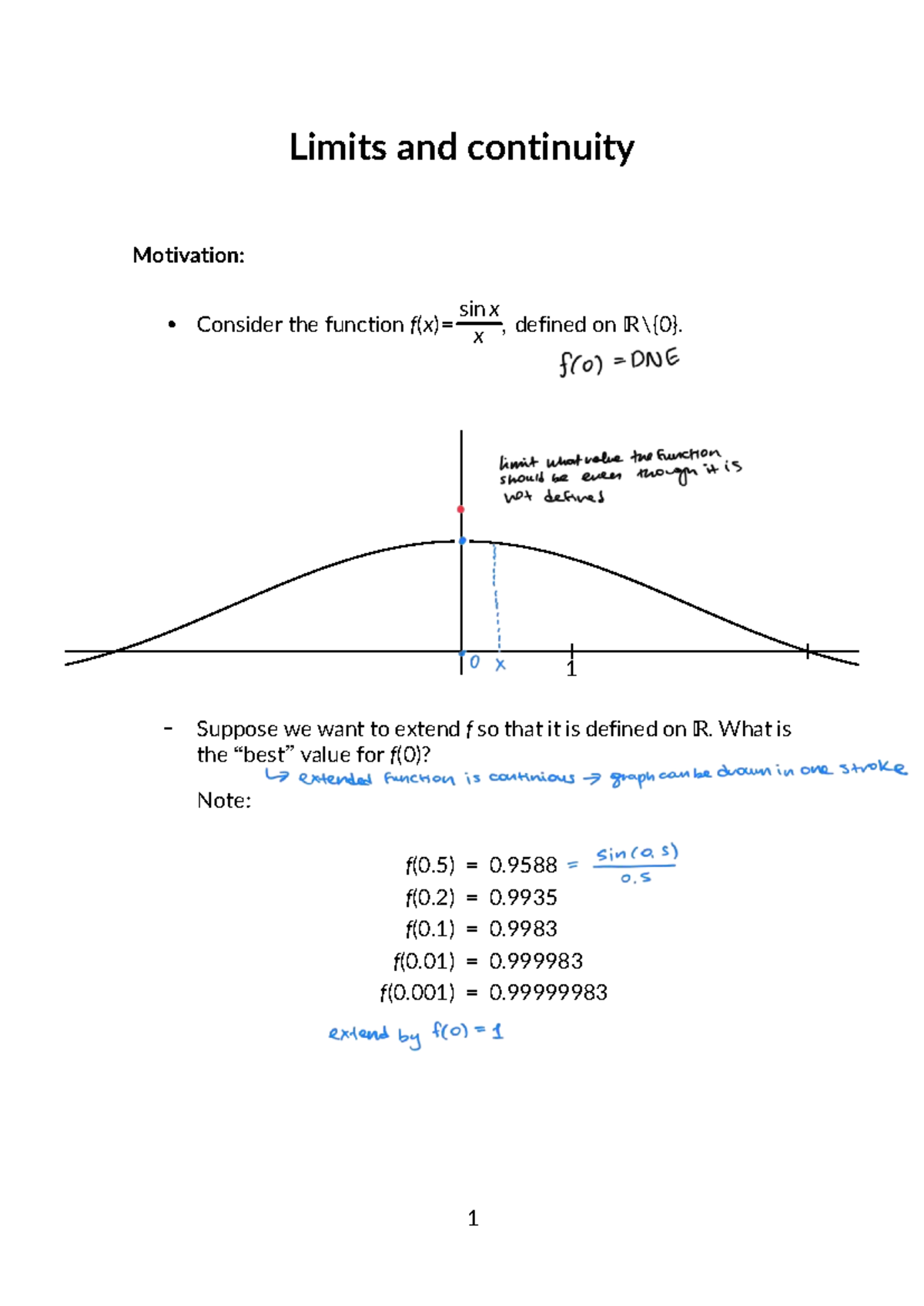 Calculus Lecture Notes: Limits and Continuity Concepts - Studocu