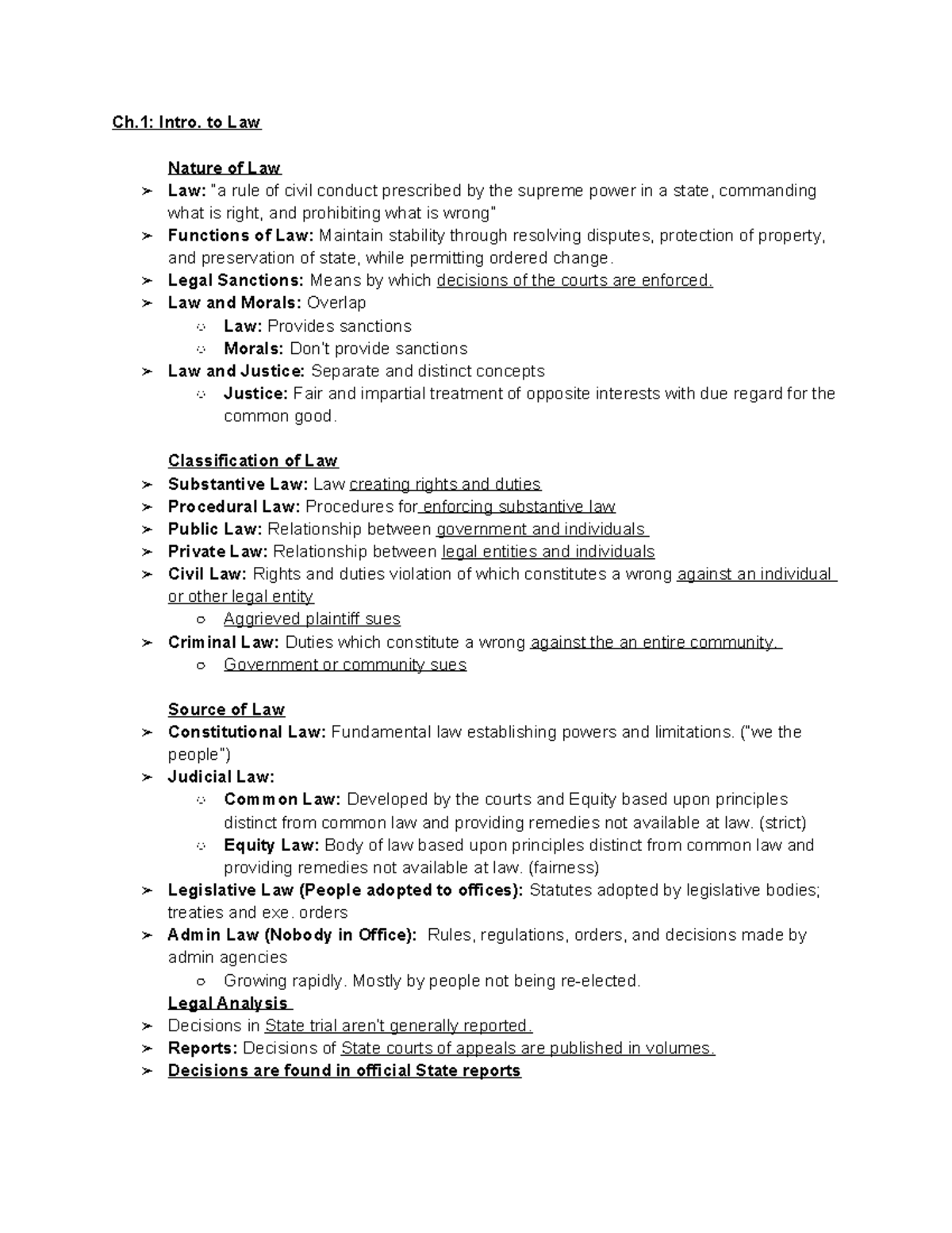 Ch. 1: Introduction to Law - Overview and Key Concepts (Law 101) - Ch ...