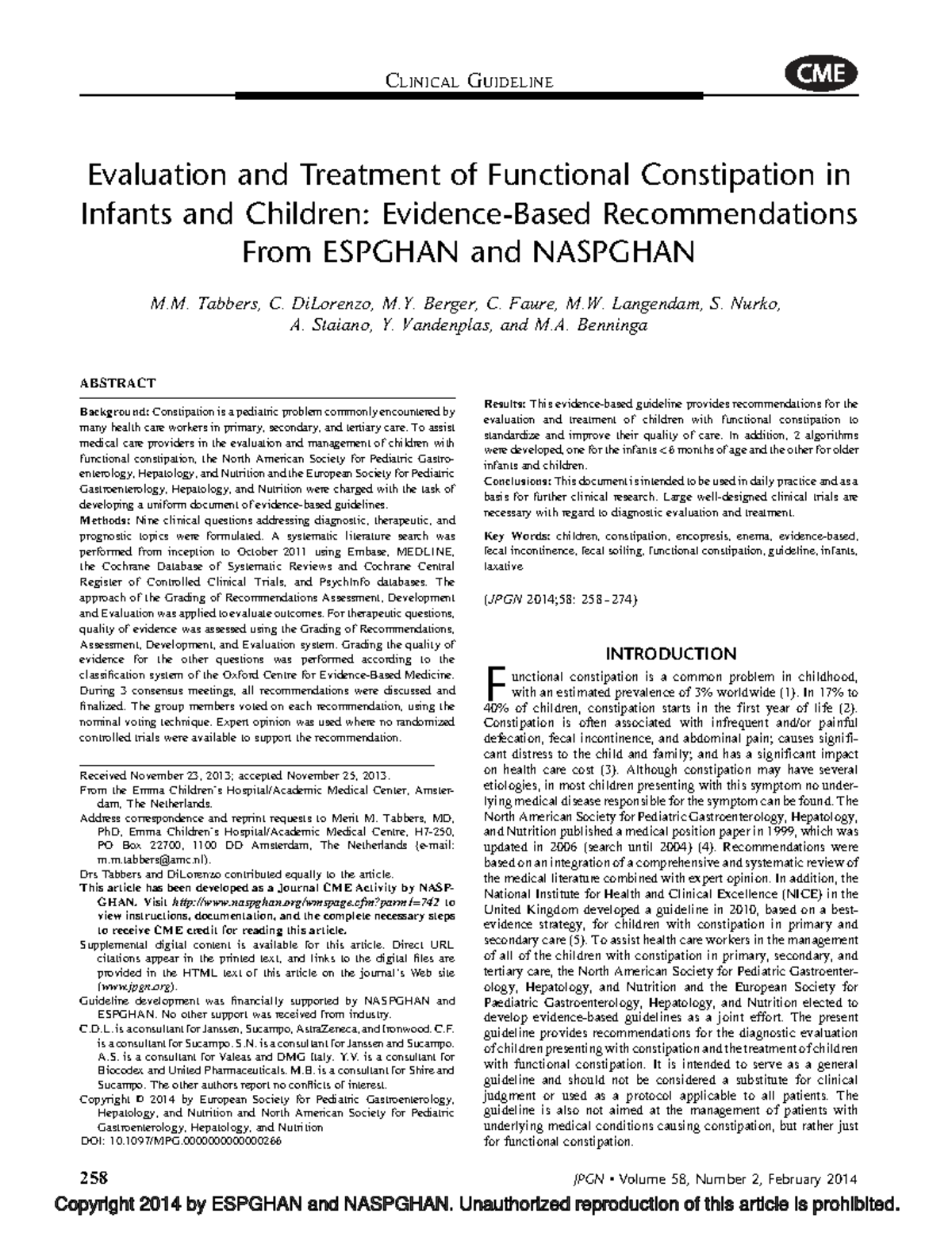 Clinical Guidelines for Functional Constipation in Children (JPGN ...