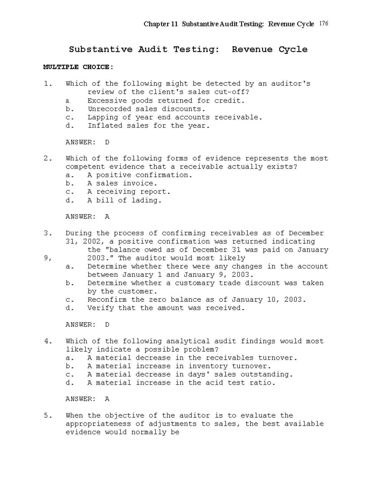 Revenue Auditor Testing Questions – XICHUC