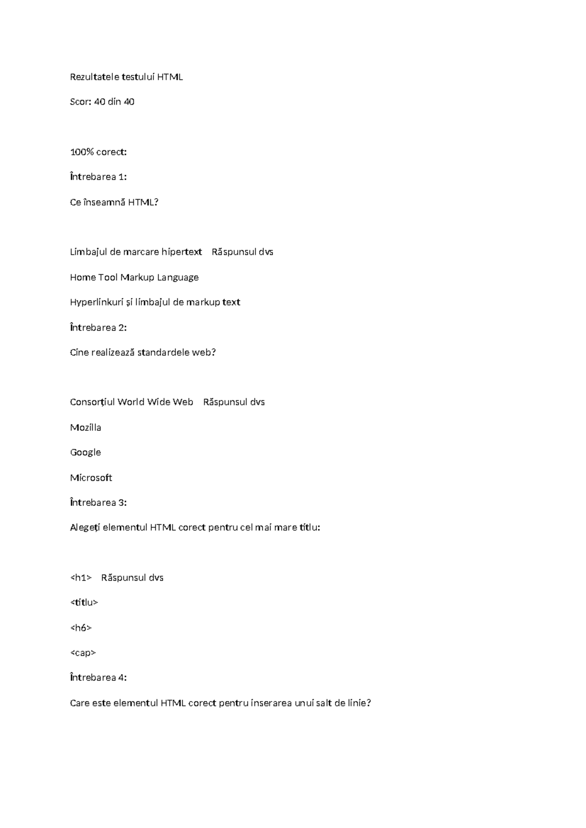 HTML Test Results: Questions & Answers Overview - Studocu