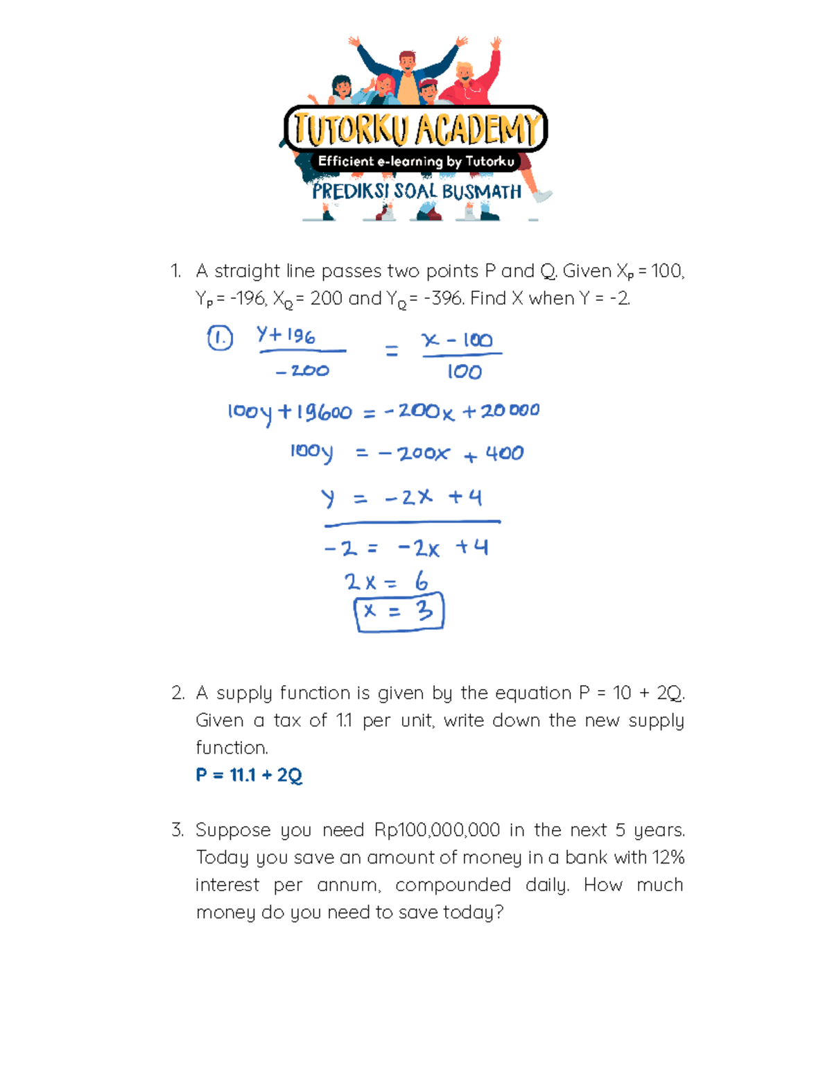 5. [Busmath] UTS Practice Questions & Answers - Tutorku - Studocu