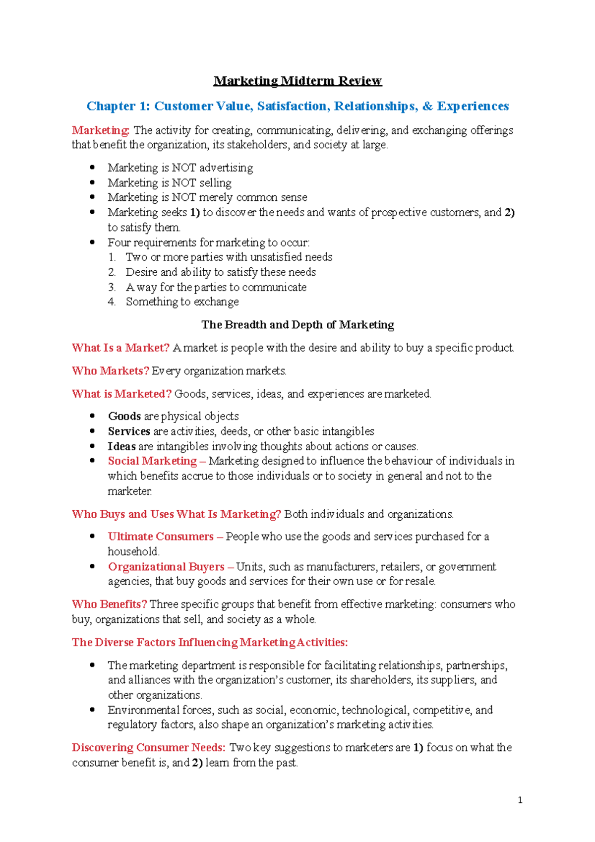 Marketing MKT 101 Midterm Study Guide: Key Concepts & Insights - Studocu
