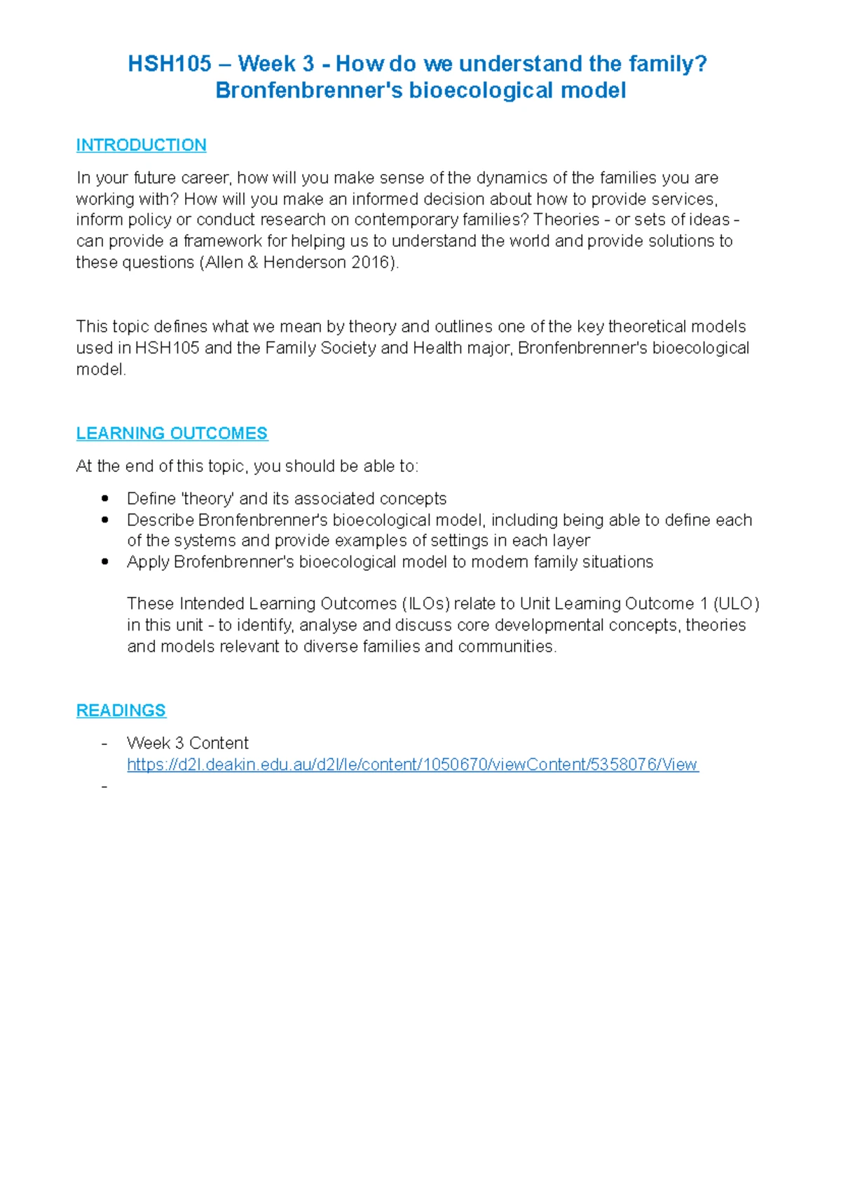 HSH105 - Week 1 Notes - What is a family Introduction to contemporary ...