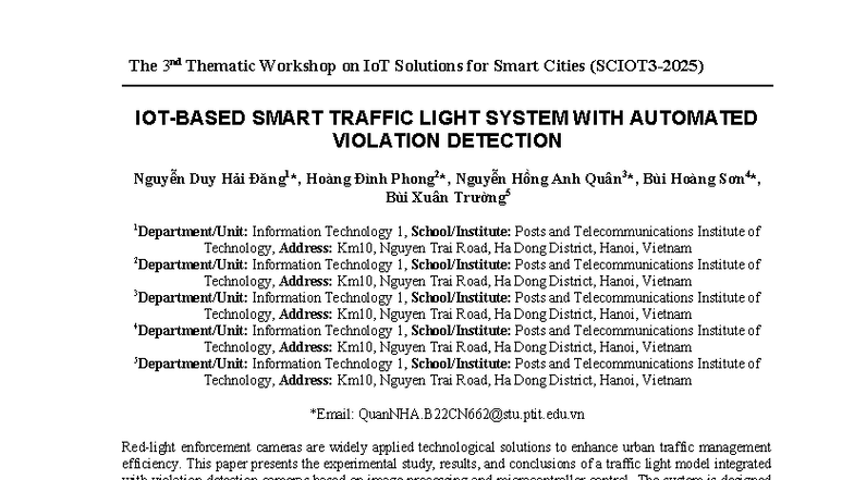 SMART TRAFFIC LIGHT SYSTEM WITH AUTOMATED VIOLATION DETECTION - IOT ...