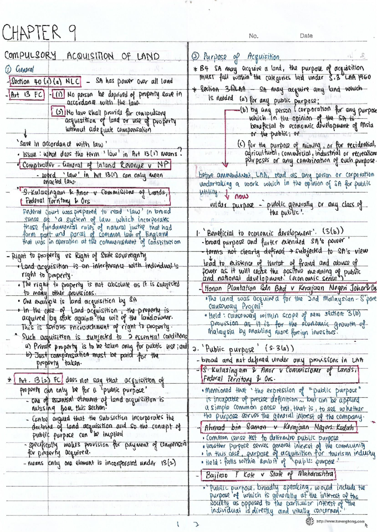 C9-Compulsory Acquisition of Land - Land law - Studocu