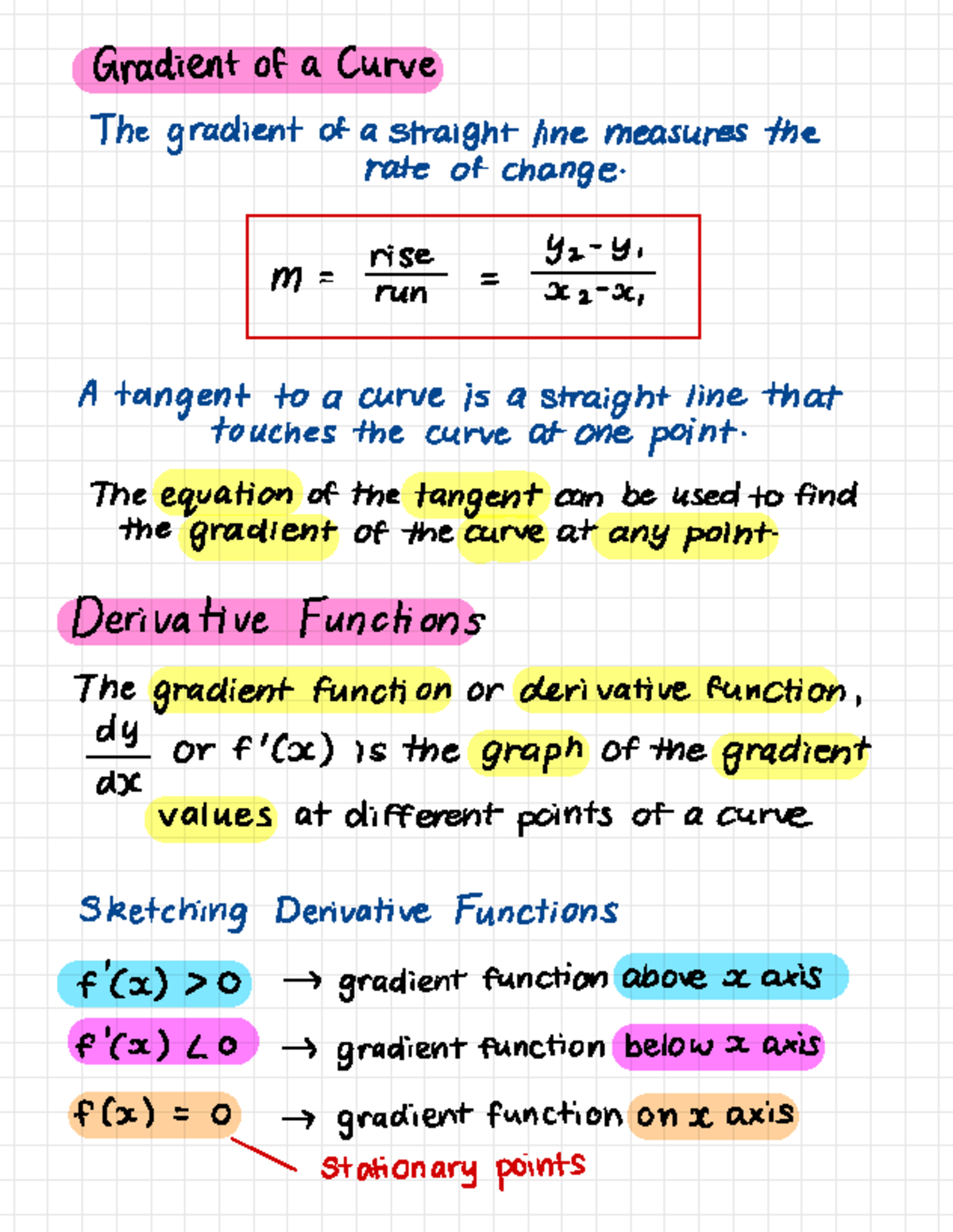 Alessia - Year 11 Calculus Notes - Gradientof a Curve The gradientofa ...