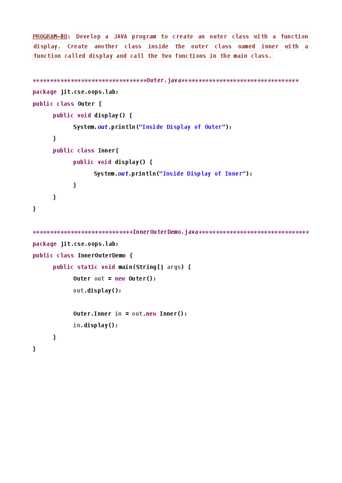 Prog11 OOPS - OOPS with JAVA - oops with java - Write a program to ...
