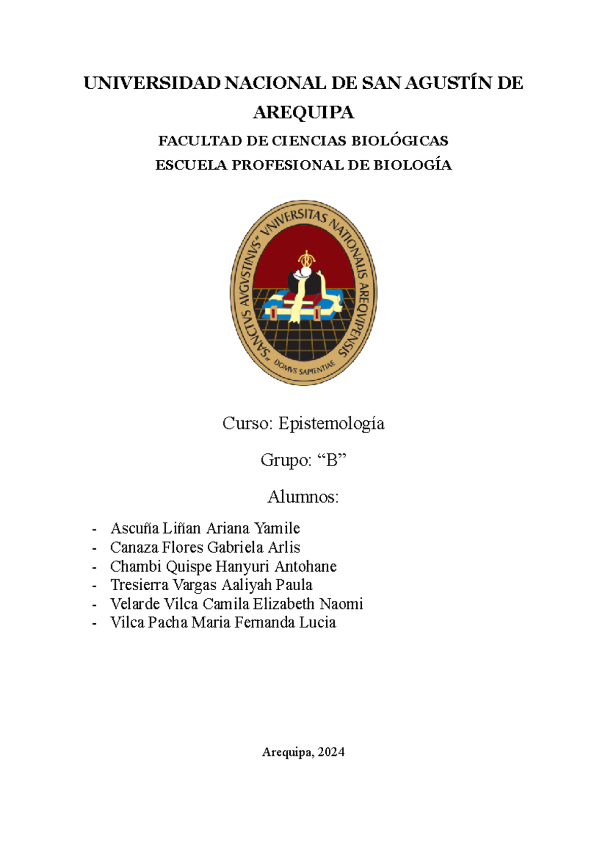 Informe - Bdbdb - UNIVERSIDAD NACIONAL DE SAN AGUSTÍN DE AREQUIPA ...