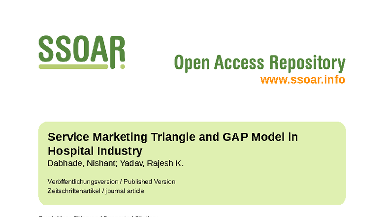 Service Marketing Triangle & GAP Model in Hospital Industry (ILSHS 2013 ...