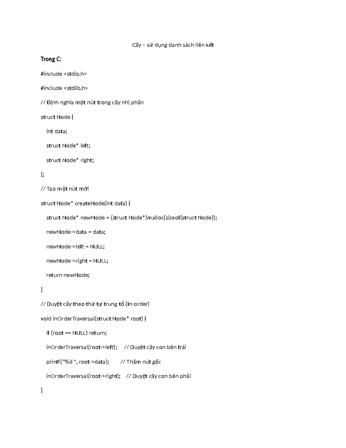 Cây Nhị Phân và Danh Sách Liên Kết - Bài Tập C/C++ - Studocu