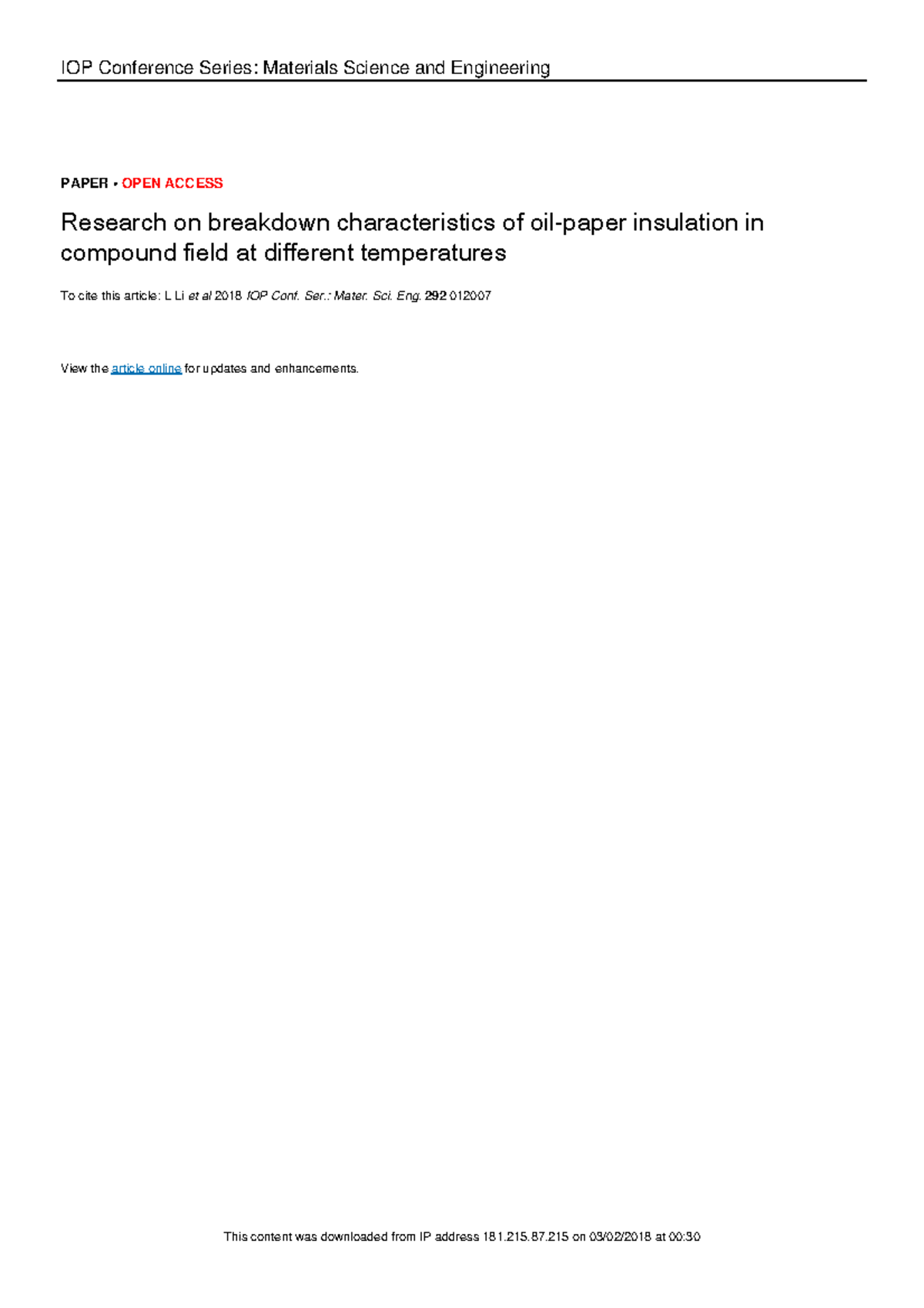 Research on Breakdown Characteristics of Oil-Paper Insulation at ...