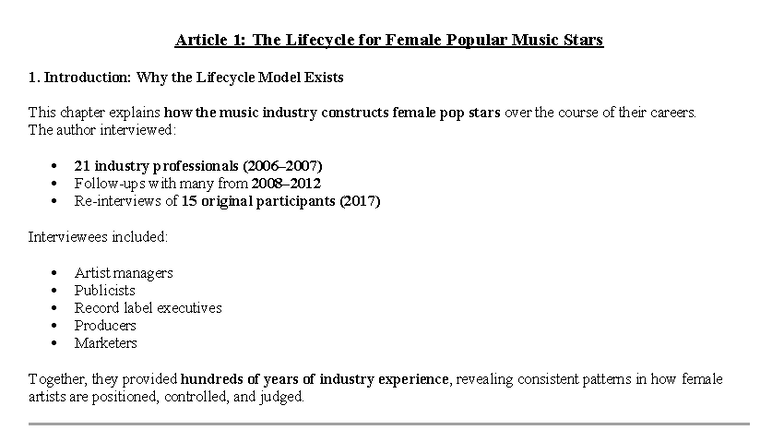 9.Musical Lifecycle of Female Pop Stars Insights & Analysis Studocu