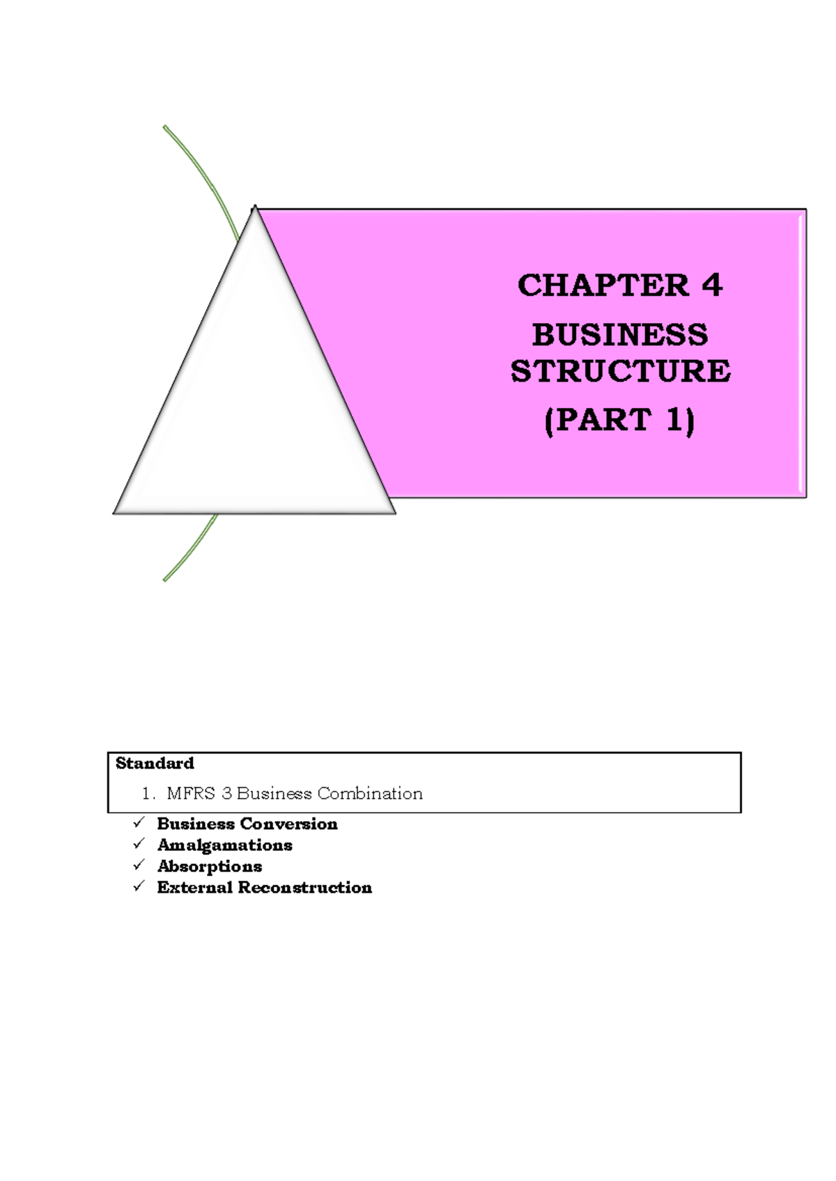 13. Chapter 4 Part 1 - Business Conversion & Structure Explained - Studocu