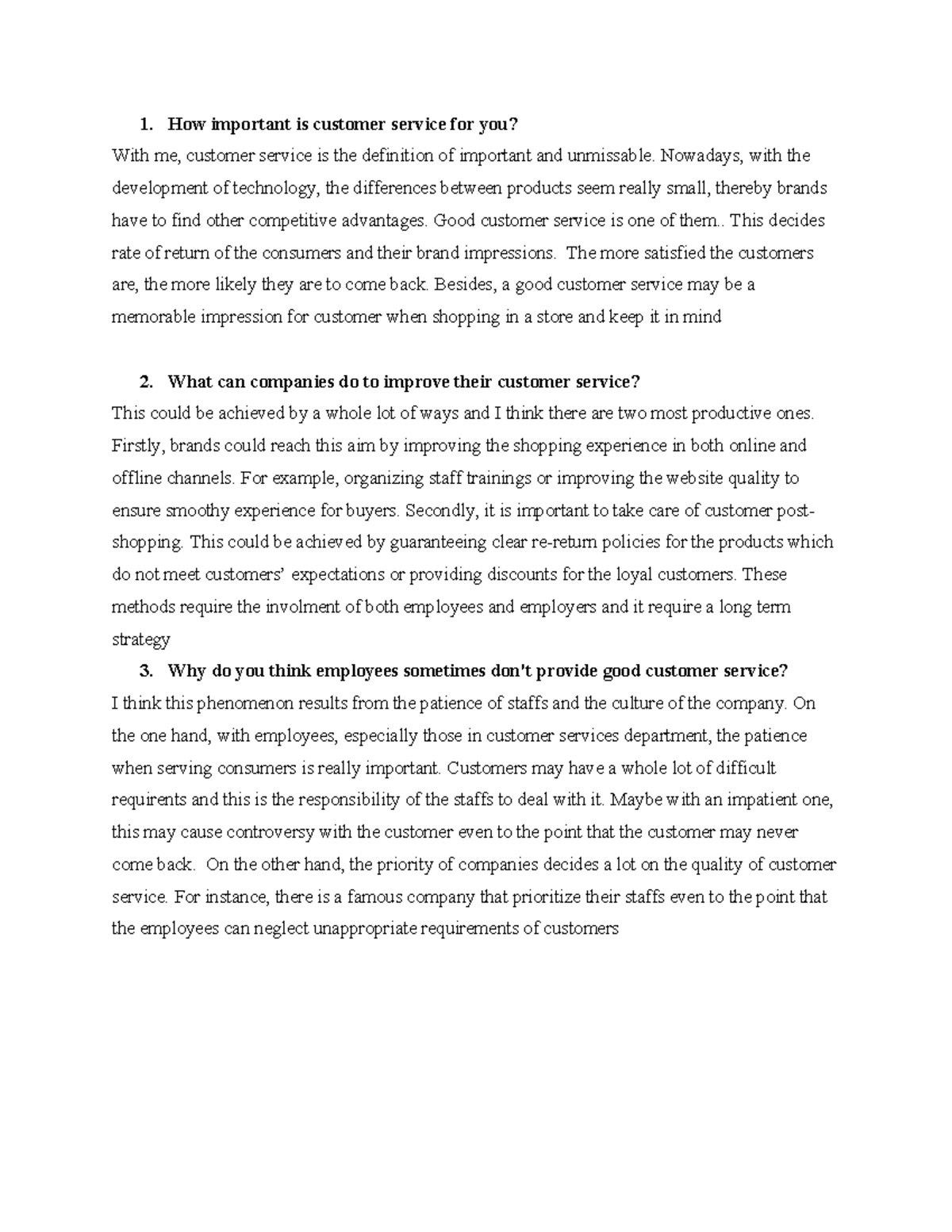 IELTS Essay Part 2: Customer Service & Aging Perspectives - Studocu