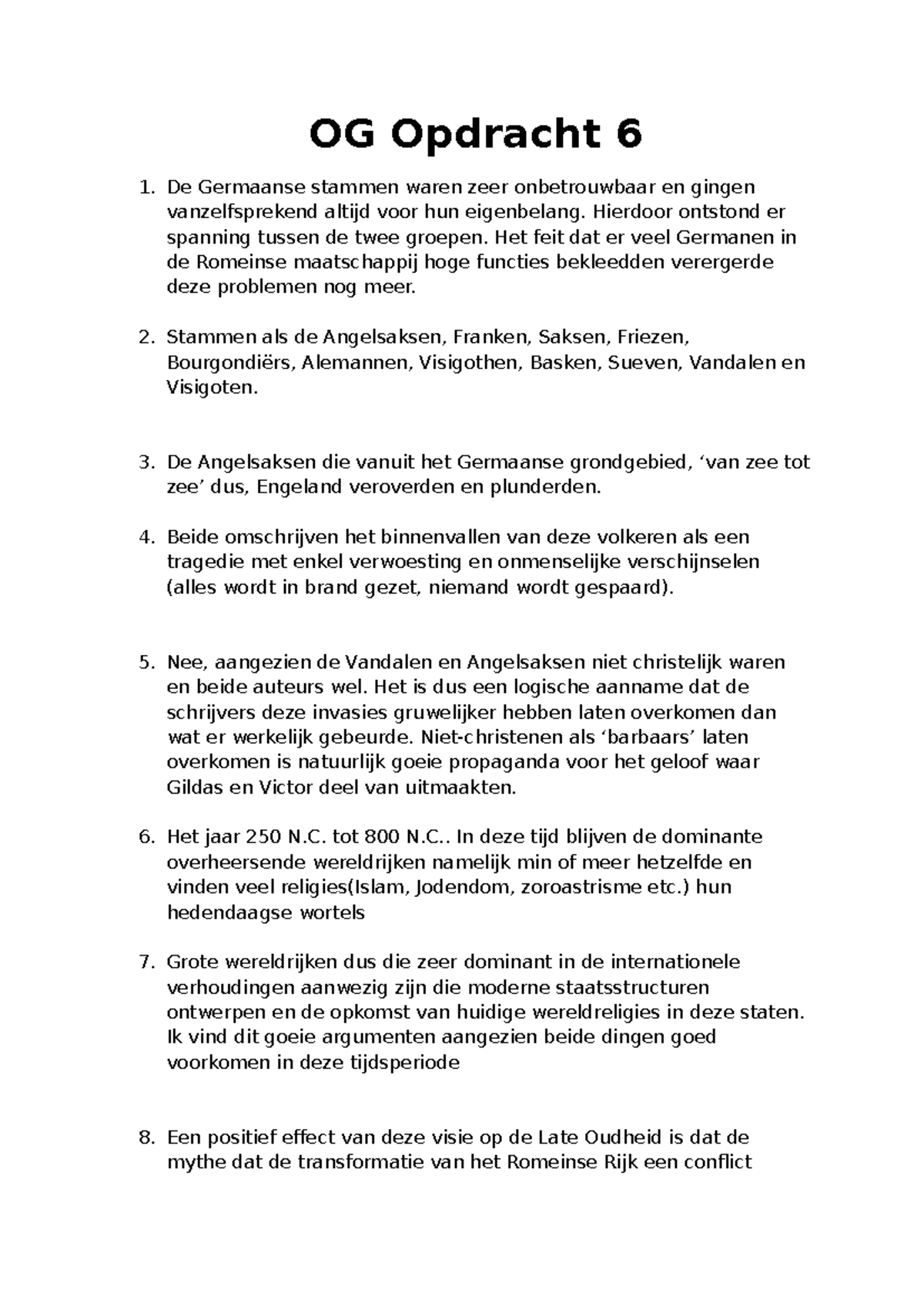 OG Opdracht 6: Analyse van de Val van het Romeinse Rijk en Germaanse ...