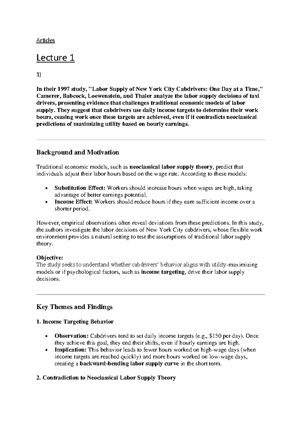 "ECON 101: Lecture Notes on Behavioral Economics and Decision-Making ...