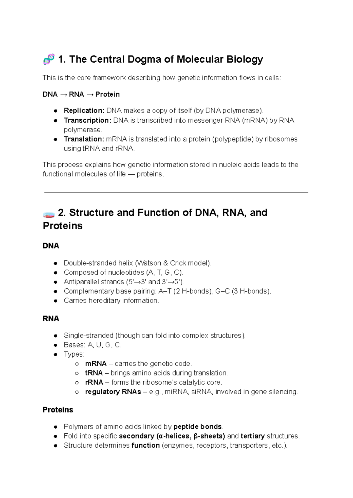 Molecular Biology Midterm Review: Central Dogma & Gene Expression - Studocu