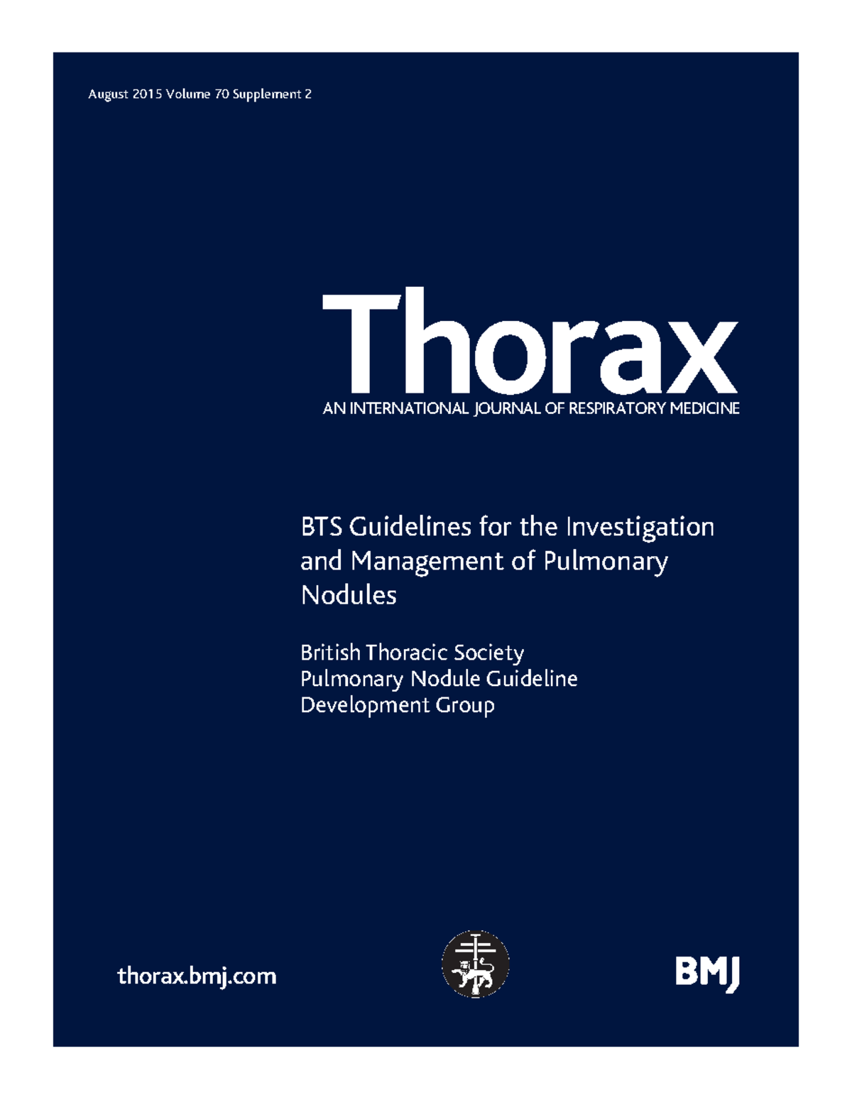 BTS Guidelines for Investigation & Management of Pulmonary Nodules ...