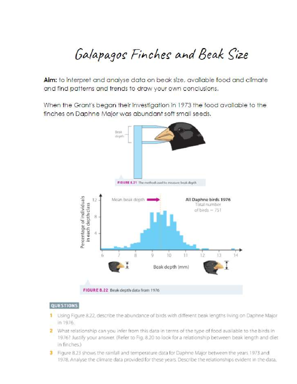 BIOL 101: Galapagos Finches Beak Size Analysis and Trends - Studocu