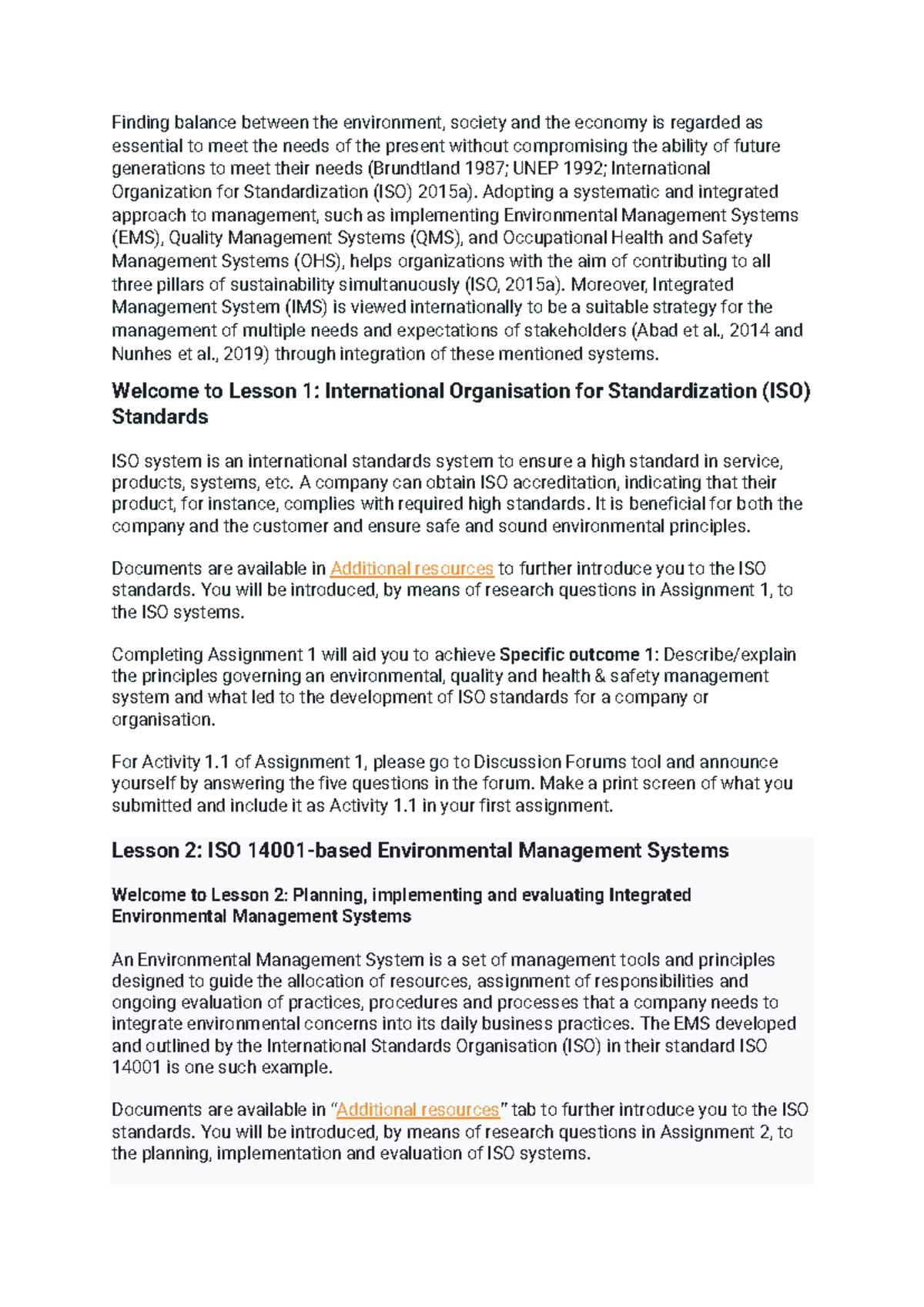 ISO Standards: Balancing Environment, Society, and Economy - Lesson 1 ...