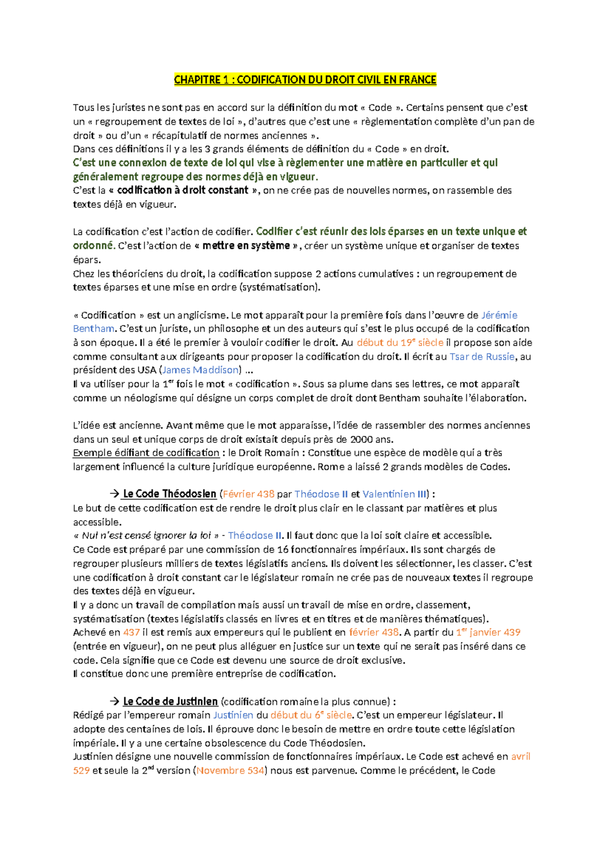 CHAPITRE 1 : CODIFICATION DU DROIT CIVIL EN FRANCE - Analyse et ...