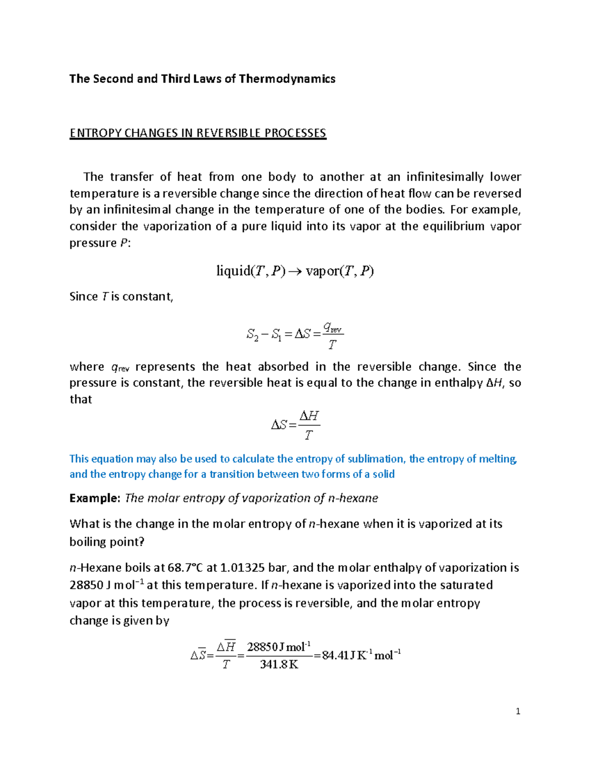 Thermodynamics: Entropy Changes in Reversible Processes - Studocu