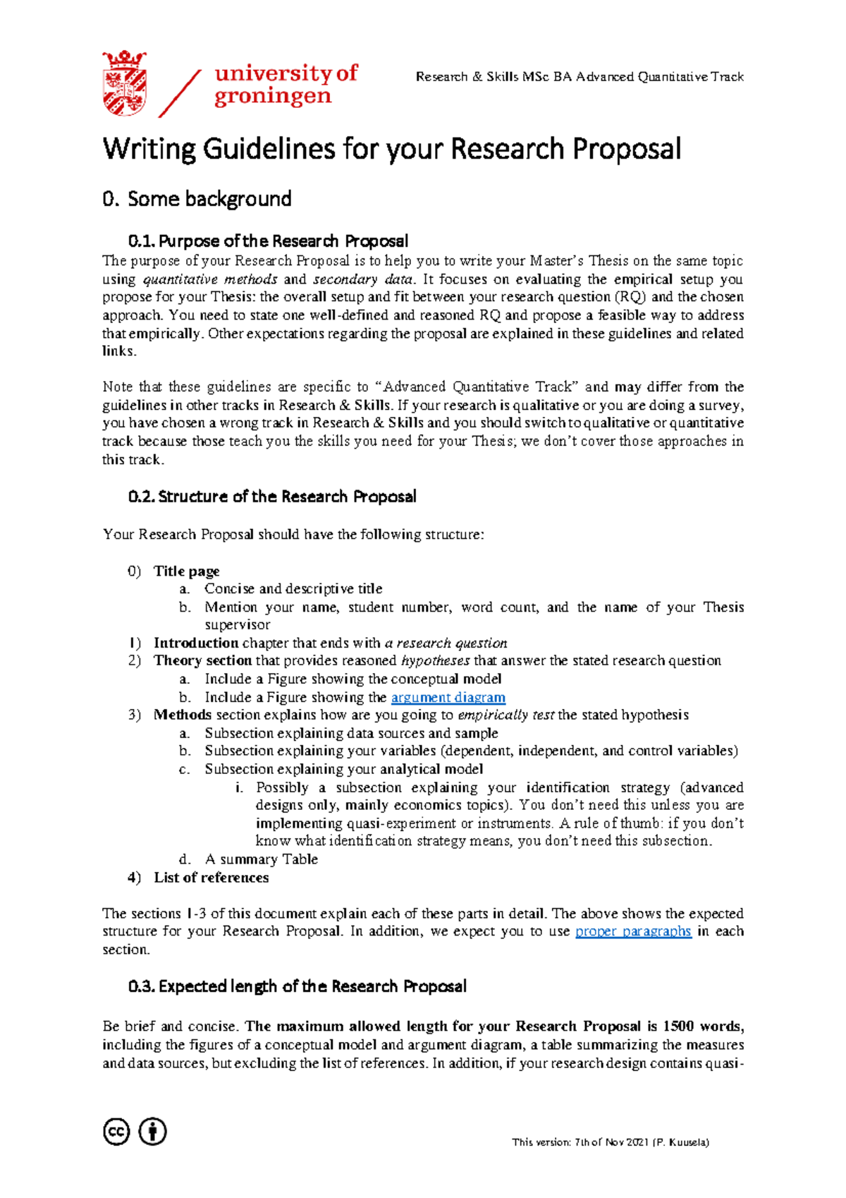 Guidelines for Writing Research Proposals in Advanced Quantitative ...