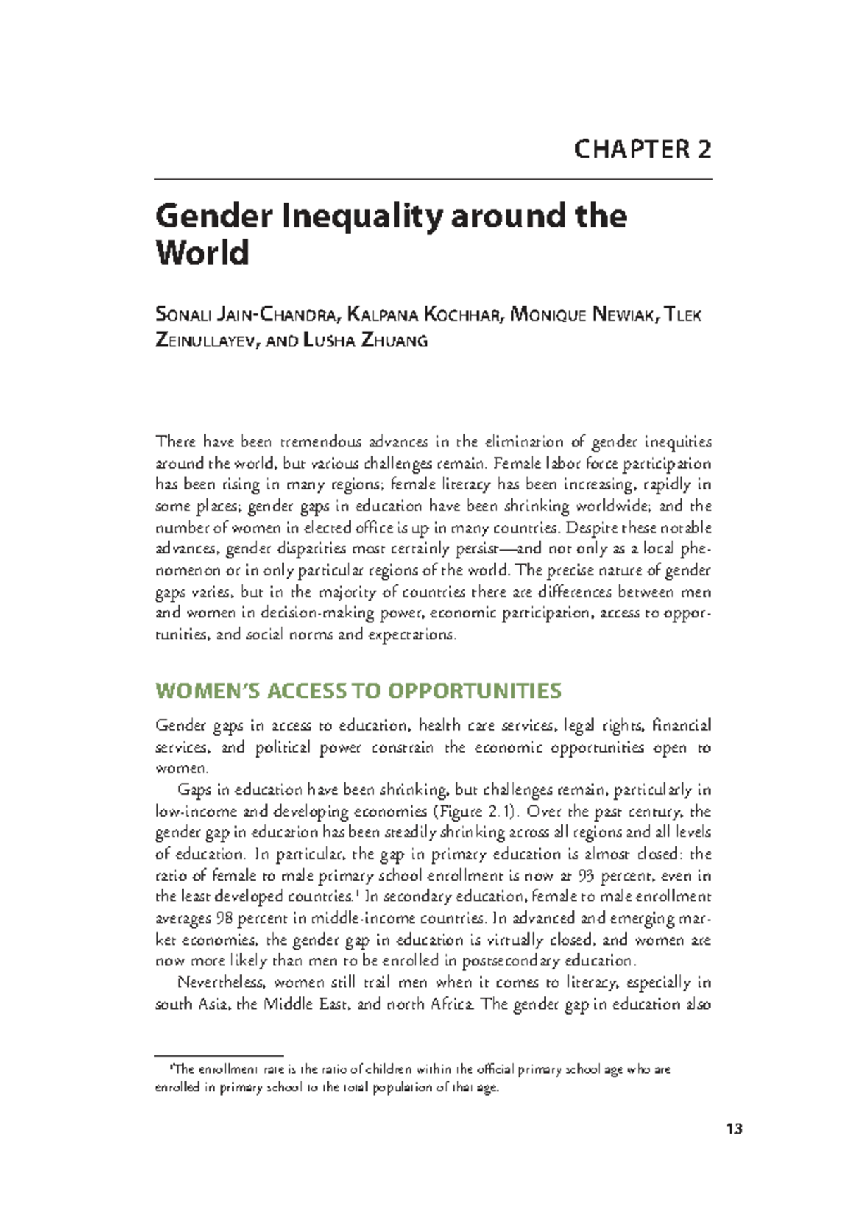 CHAPTER 2: Global Gender Inequality - Progress and Challenges - Studocu