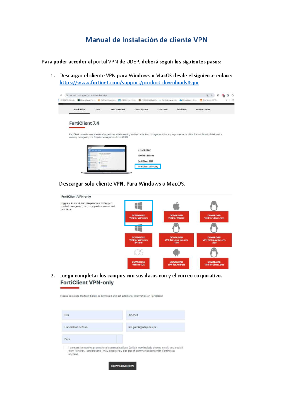 Manual de Instalación de Cliente VPN UDEP v3 - Studocu