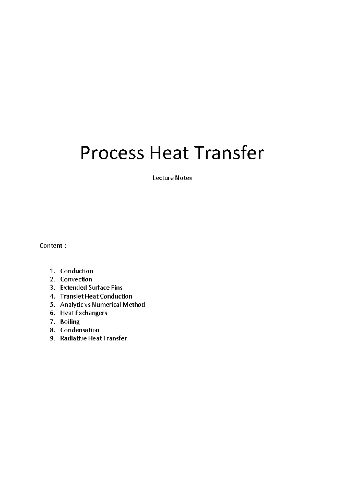 Process Heat Transfer (Course Code) - Lecture Notes on Conduction ...
