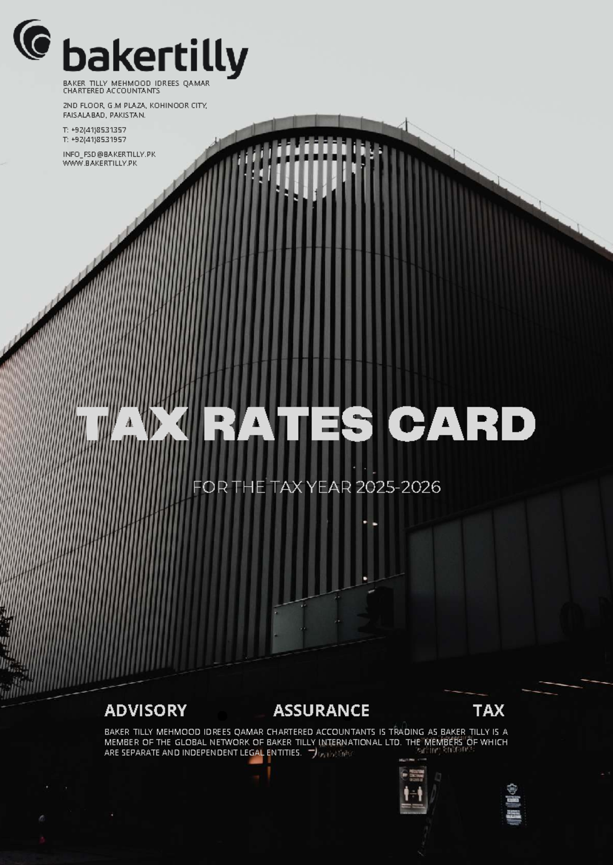 Tax Rates Card 2025 - Baker Tilly Mehmood Idrees Qamar - Studocu
