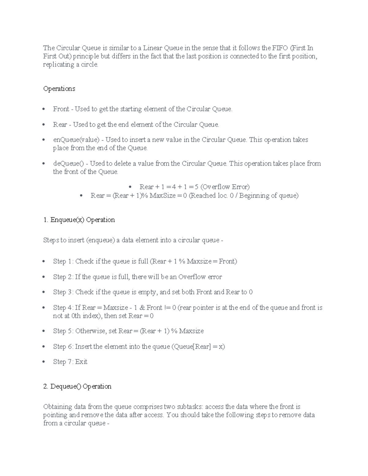 Circular Queue Overview and Operations - AU Data Structures Study Guide ...