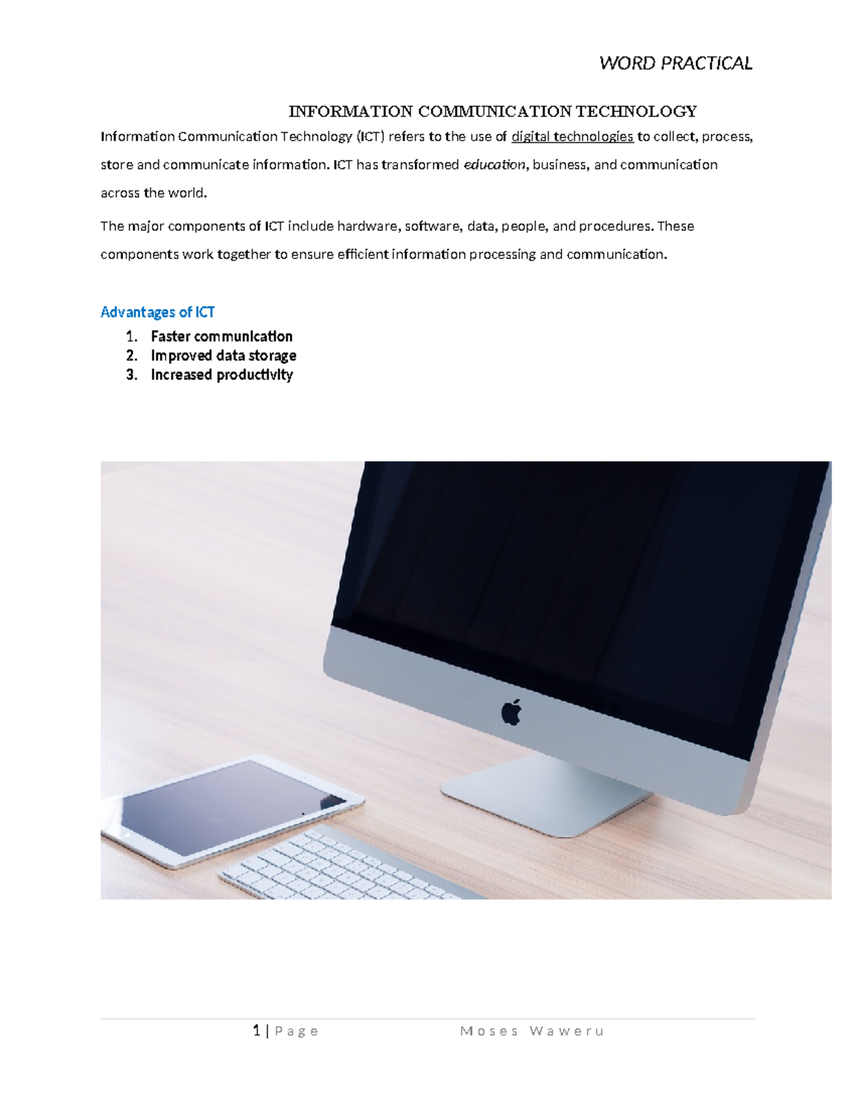 ICT Practical moses - assingment - WORD PRACTICAL INFORMATION ...