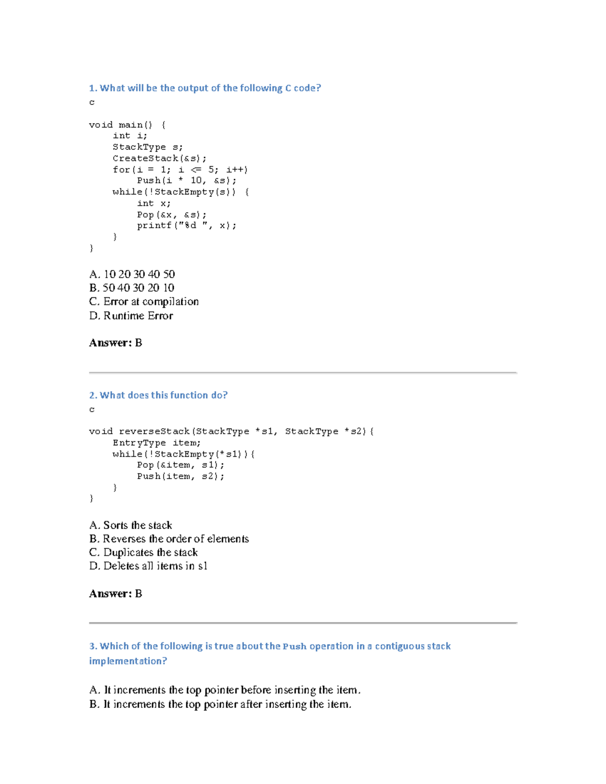 Lec 2 Q&A - Stack Operations and Postfix Evaluation - Studocu