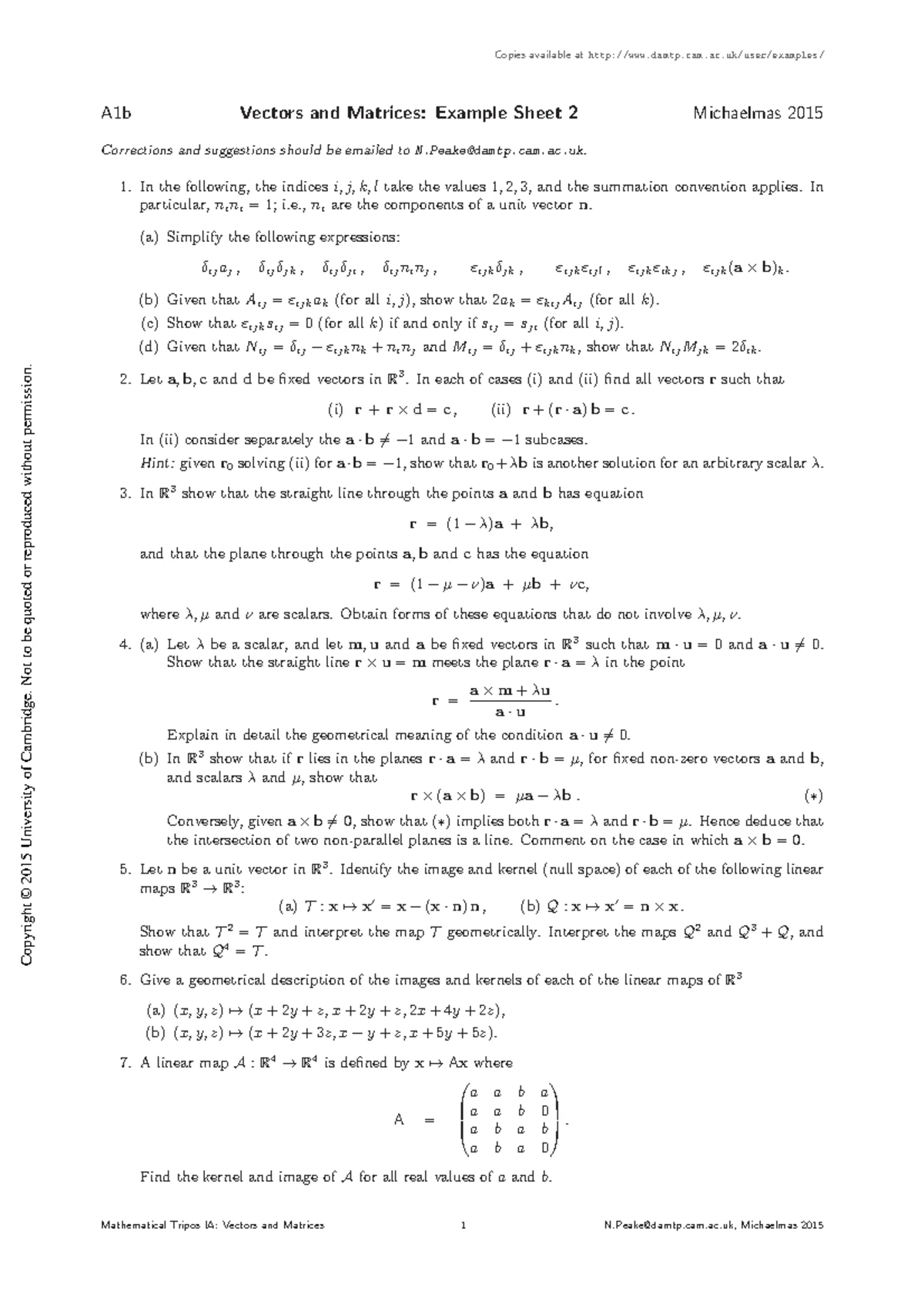 2.8. Vectors QP - A1 - AQA Computer Science A-Level 4.2 Vectors Past ...