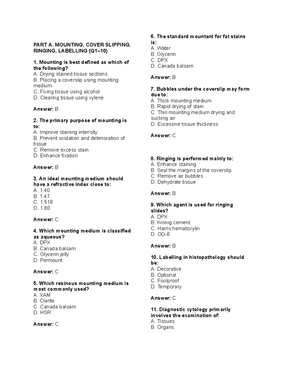 Final Exam Review: Mounting, Cover Slipping, and Labelling Techniques ...