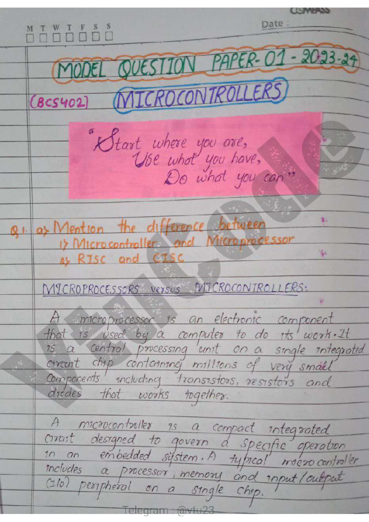 BCS402 Model Question Set 1: Microcontrollers & ARM Architecture ...