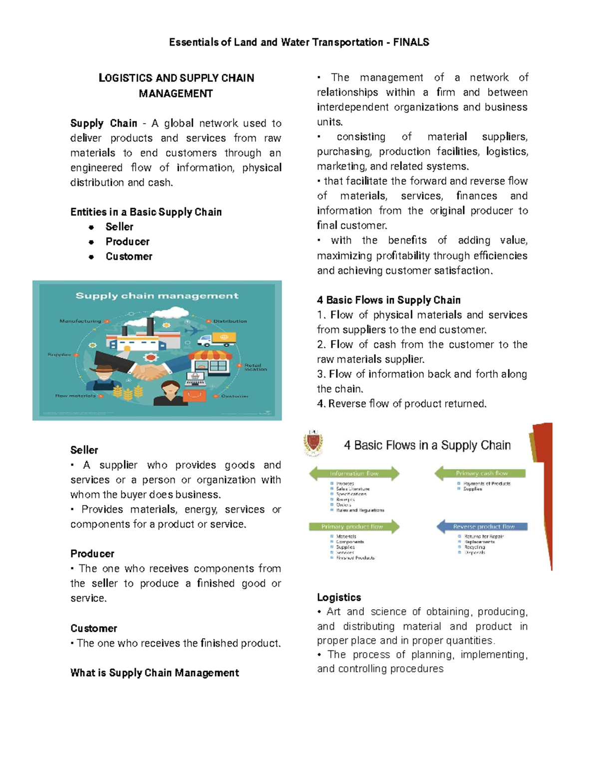 Logistics and Supply Chain Management - Final Exam Notes - Studocu