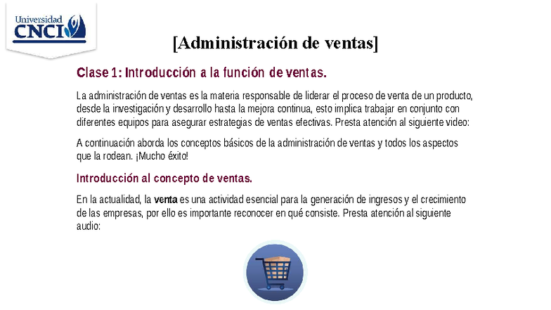 Clase 1: Introducción a la Función de Ventas y su Importancia - Studocu